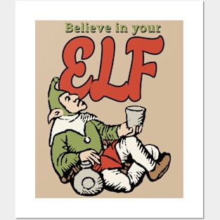 Vintage Elf Merry Christmas Posters and Art